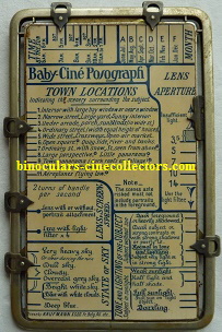 Baby-Cine Photograph Exposure Table (3) 25%