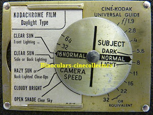 Cine-Kodak Model E No 82329 exposure table ;10% Cine-Kodak Model E No 82329 exposure table ;10%